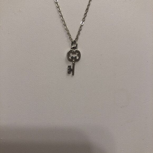 Tiny Key Pendant Silver Necklace - Picture 10 of 10